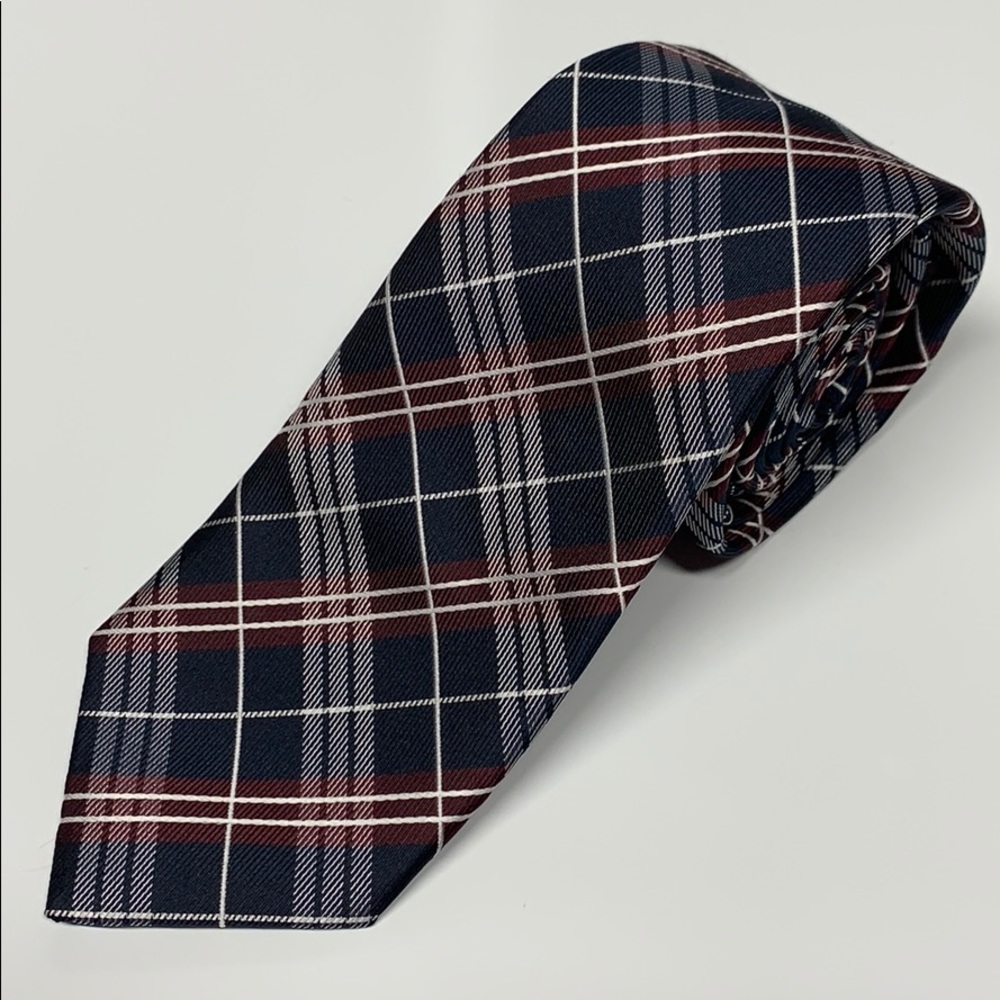 J.Ferrar Men’s Tie Blue, Maroon, and White 59x3 in